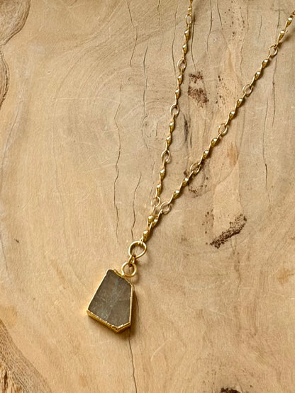 Labradorite + Gold Stainless Steel Necklace