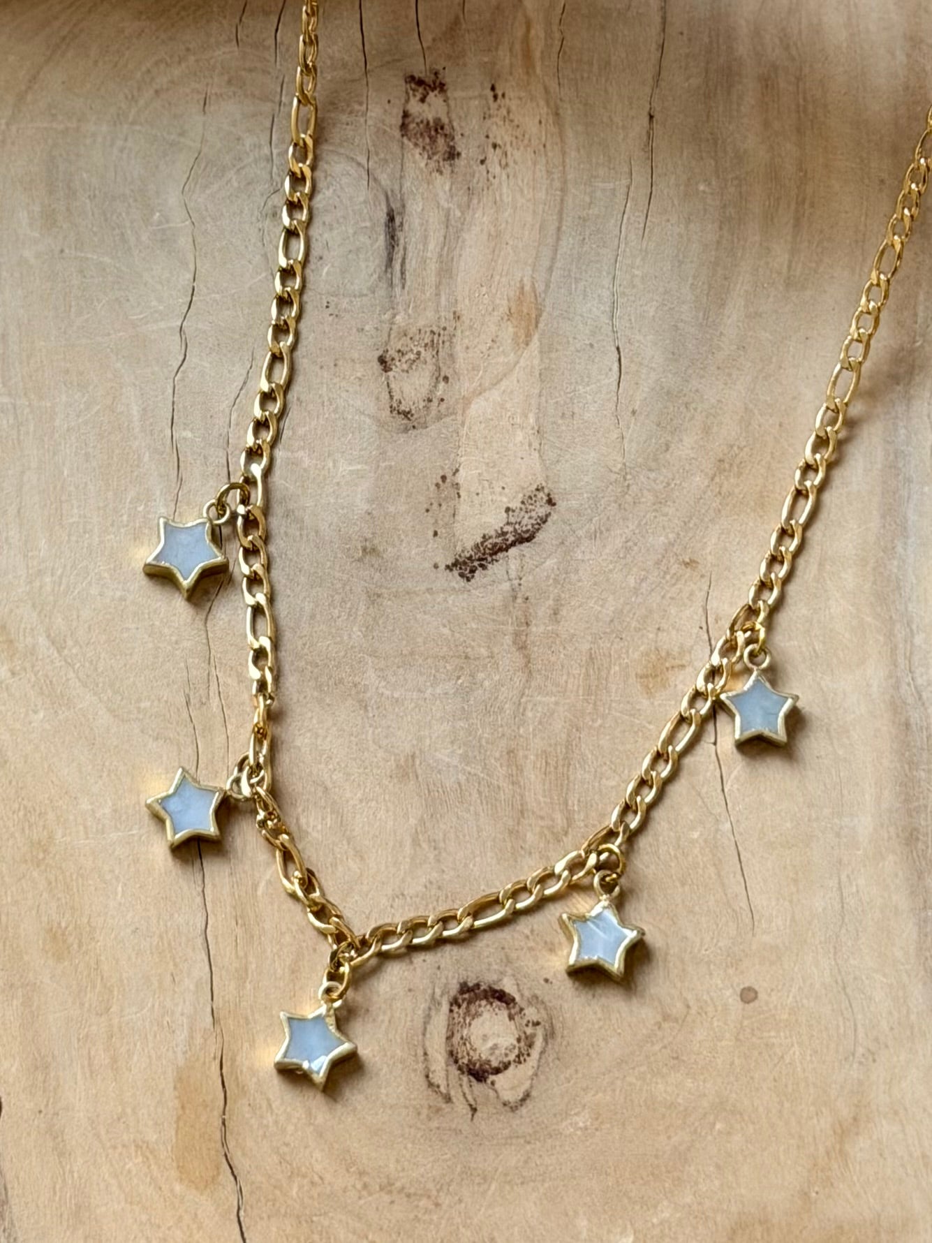 Mother of Pearl Star + Gold Stainless Charm Necklace
