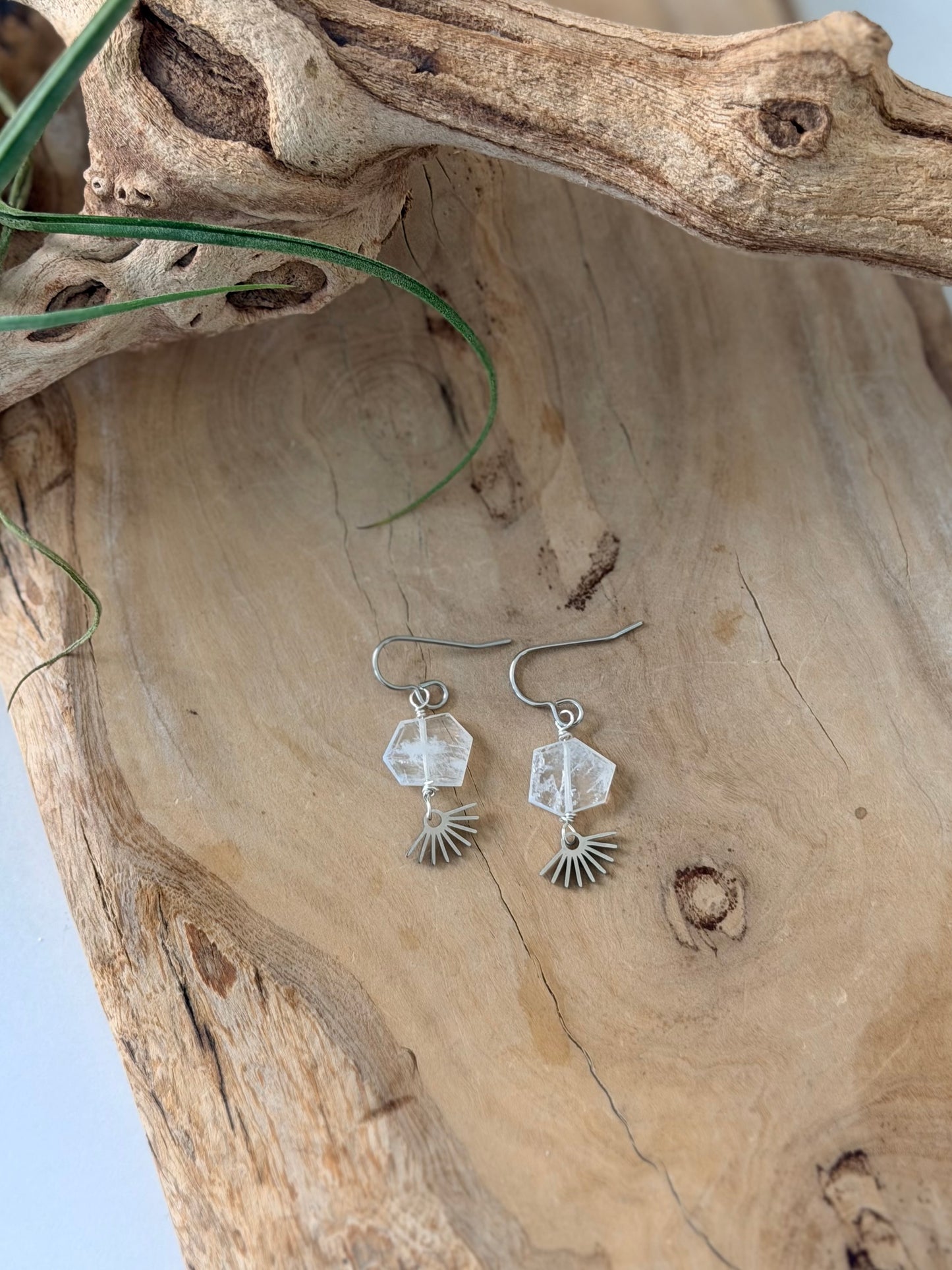 Rainbow Moonstone Sun Burst Earrings