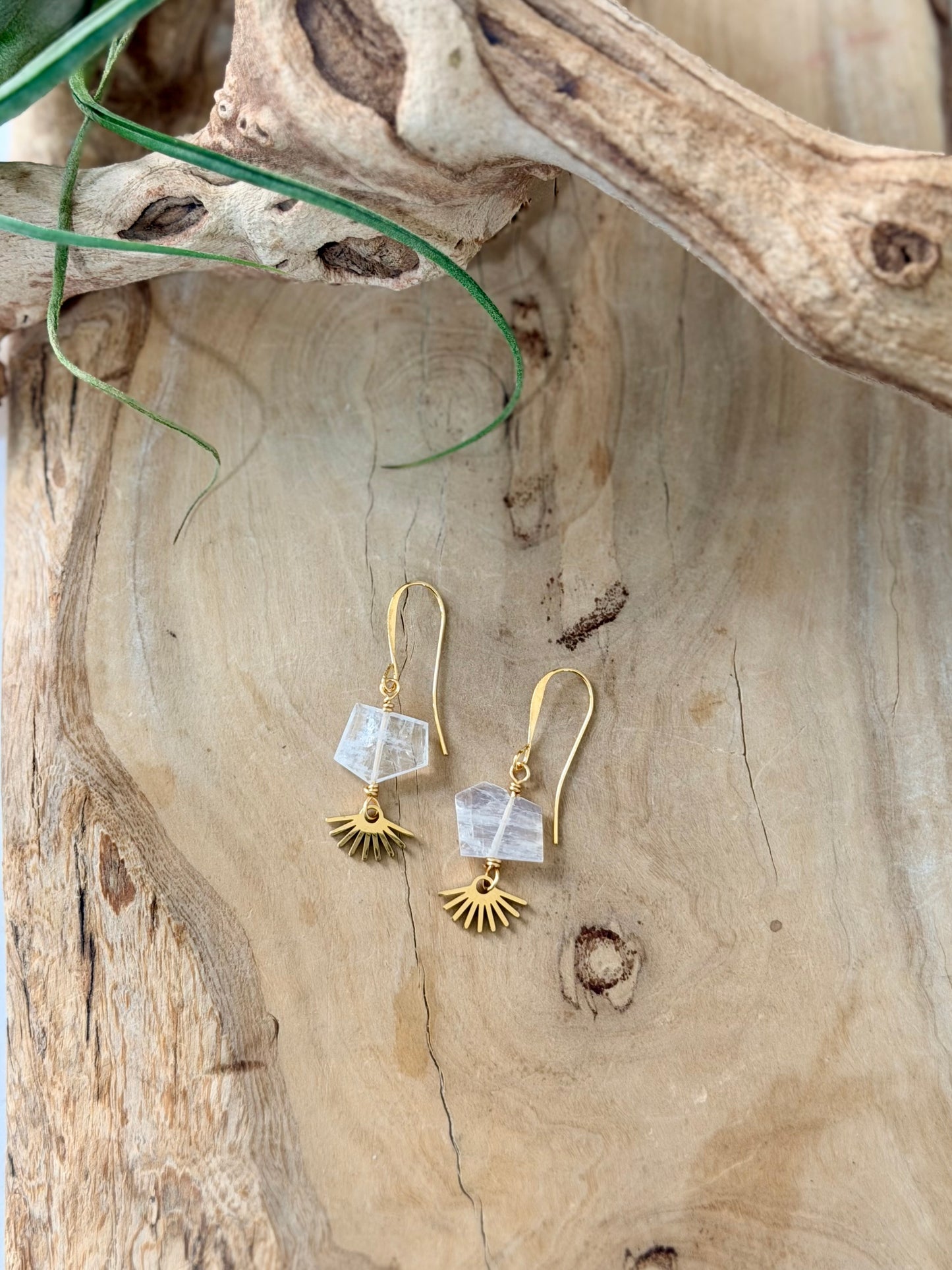 Rainbow Moonstone Sun Burst Earrings