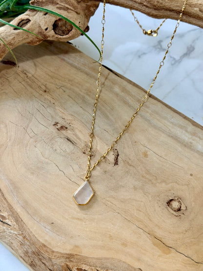 Gemstone + Gold Stainless Steel Mini Pendant Necklace