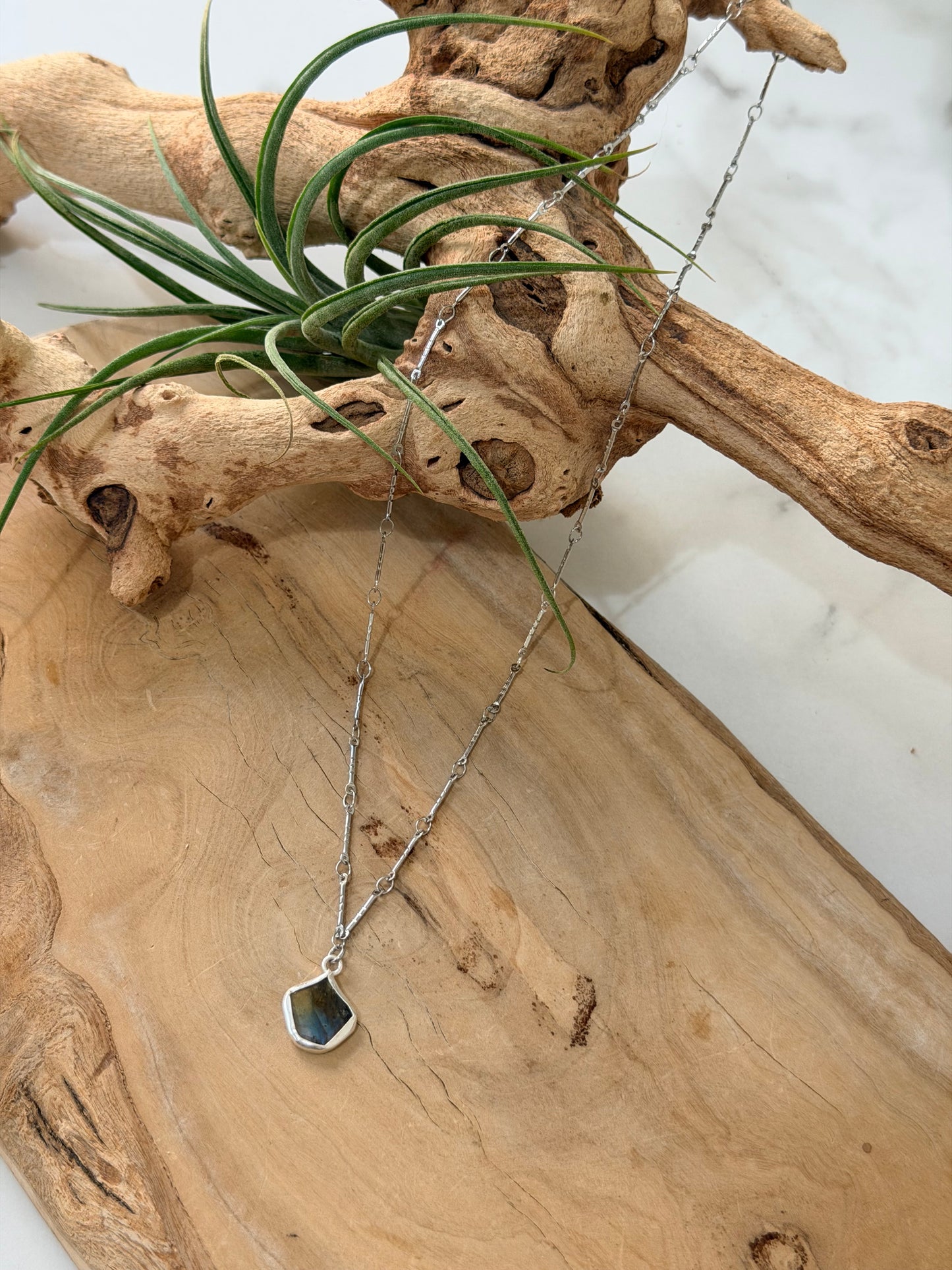 Labradorite + Stainless Steel Necklace