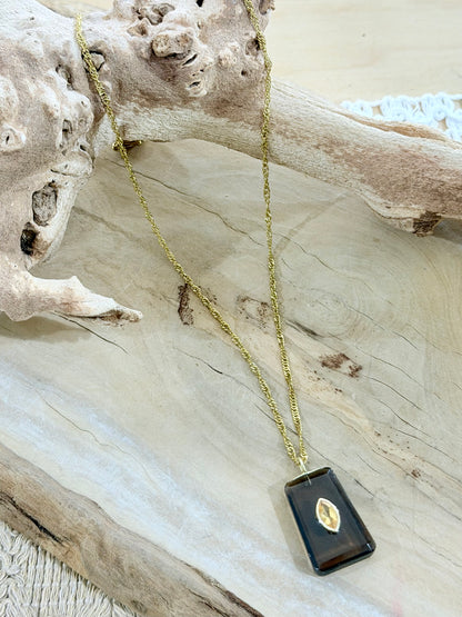 Smokey Quartz + Citrine Gold Necklace