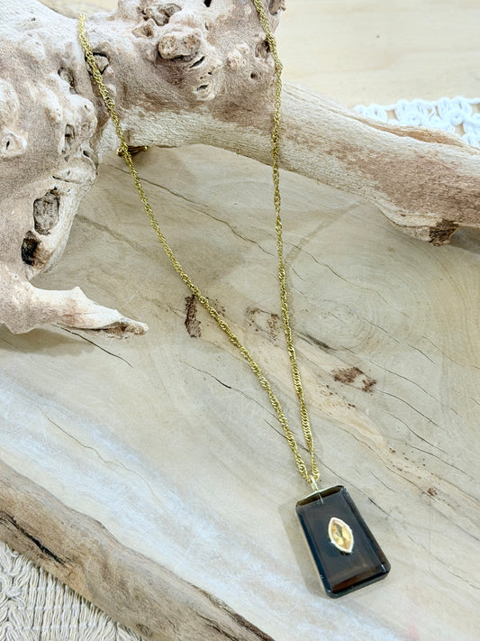 Smokey Quartz + Citrine Gold Necklace