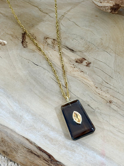 Smokey Quartz + Citrine Gold Necklace