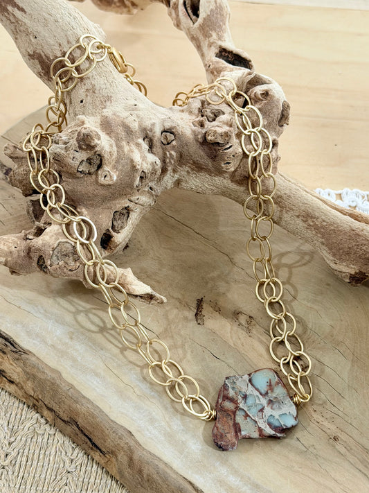 Aqua Terra Jasper + Matte Gold Necklace