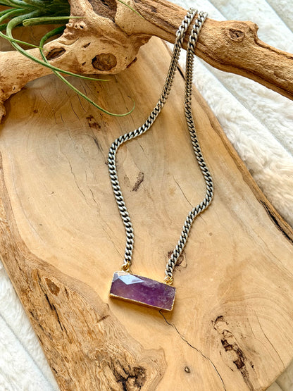Amethyst + Antique Silver Necklace