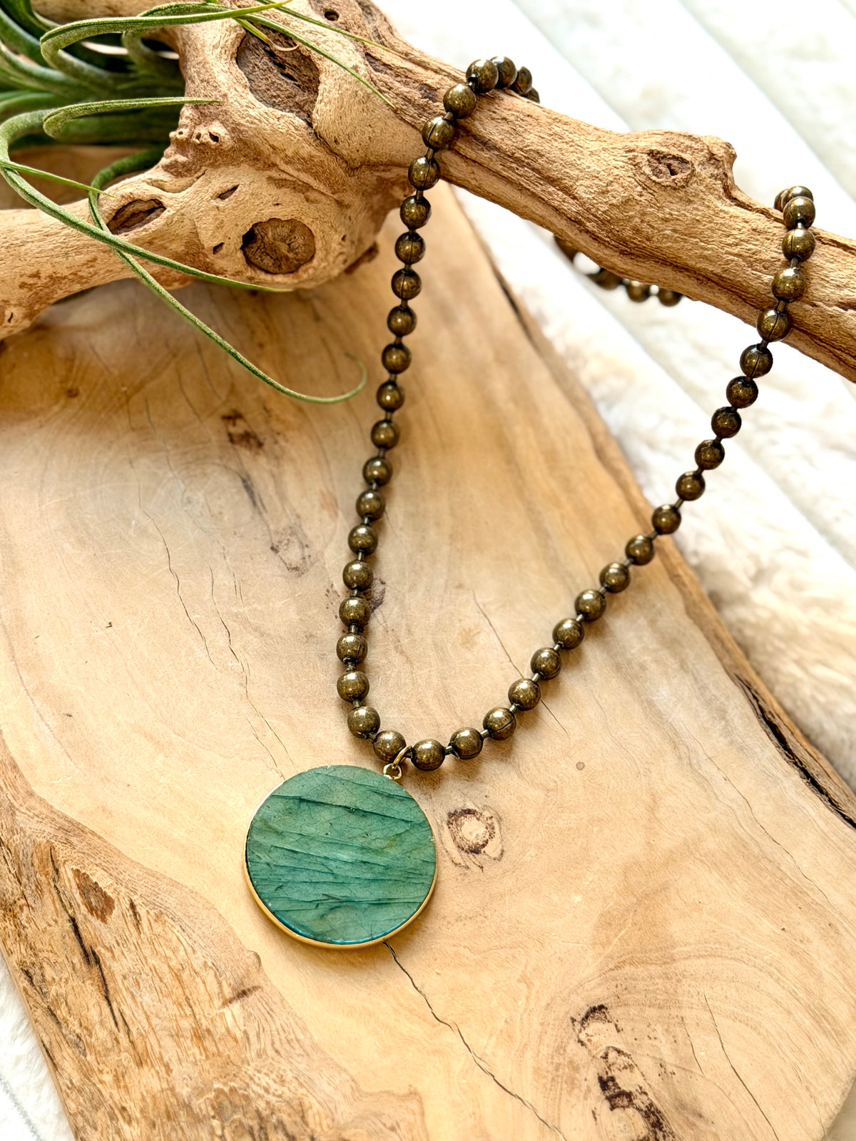 Labradorite + Antique Brass Necklace