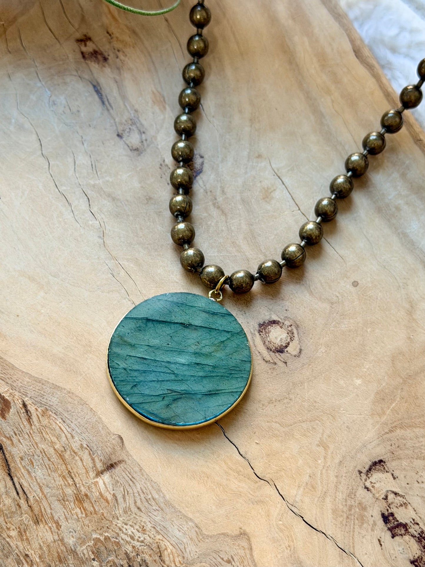 Labradorite + Antique Brass Necklace
