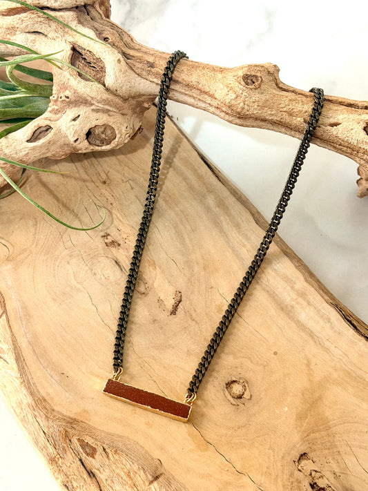 Goldstone + Antique Brass Necklace
