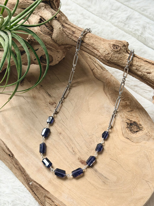 Iolite + Stainless Steel Necklace
