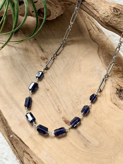 Iolite + Stainless Steel Necklace
