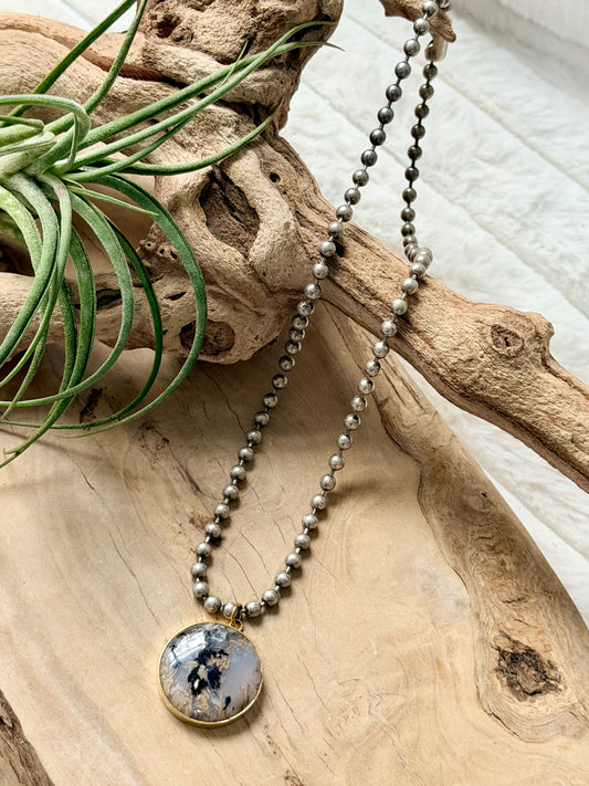 Australian Opal + Antique Silver Necklace