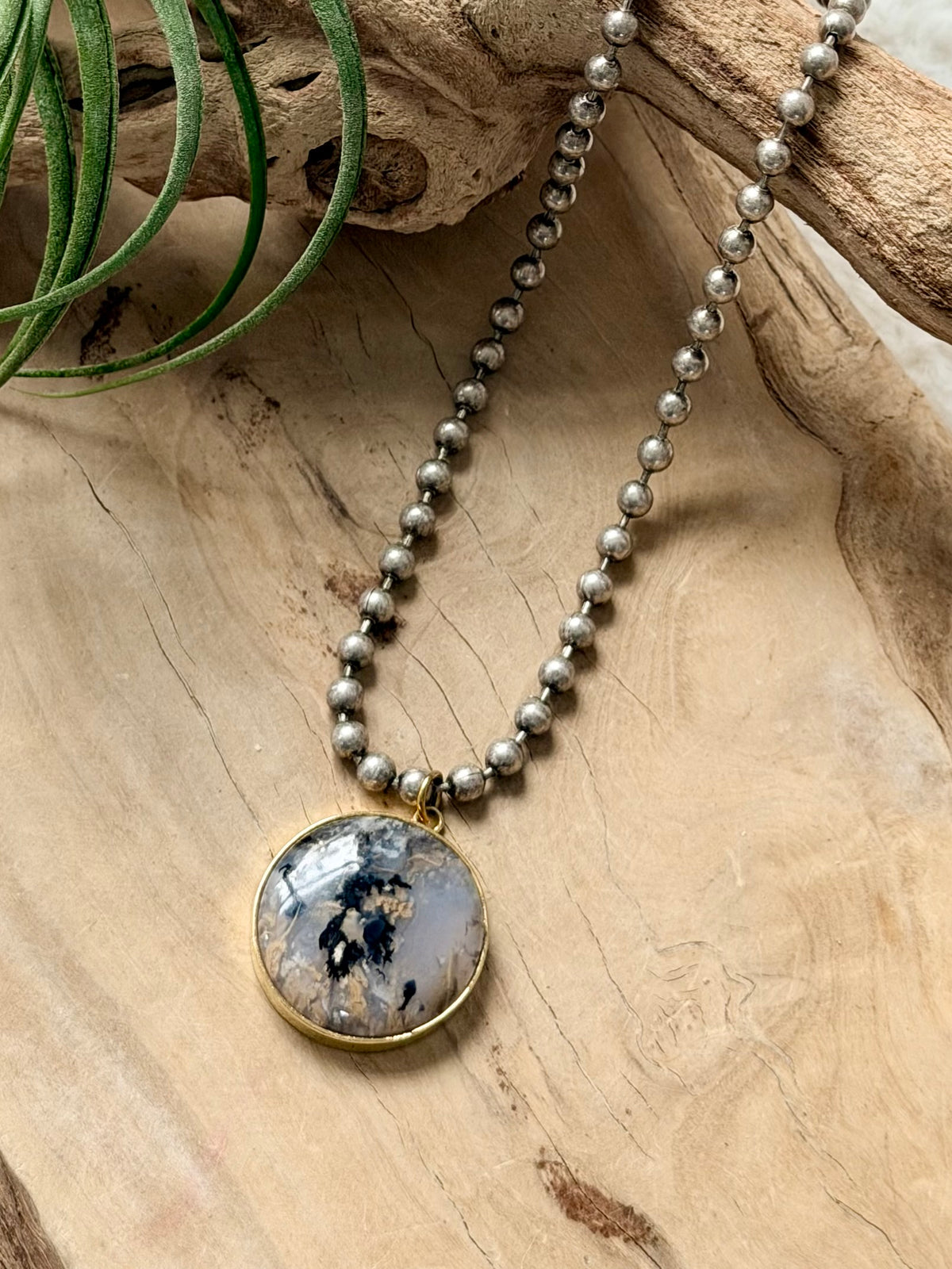 Australian Opal + Antique Silver Necklace