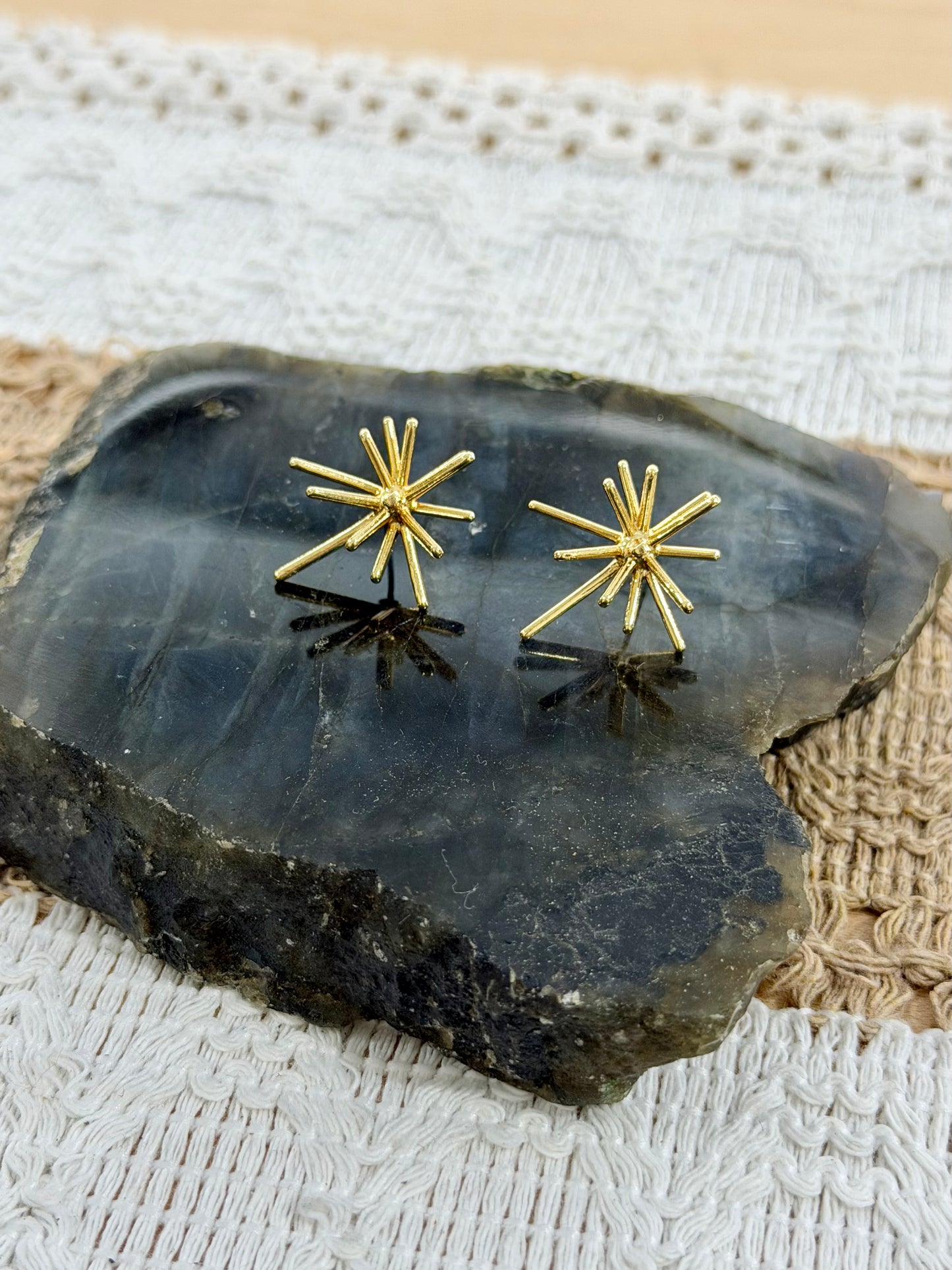 Gold Starburst Stud Earrings