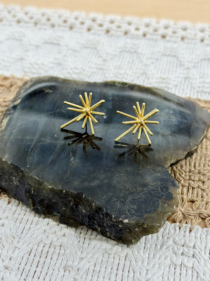 Gold Starburst Stud Earrings