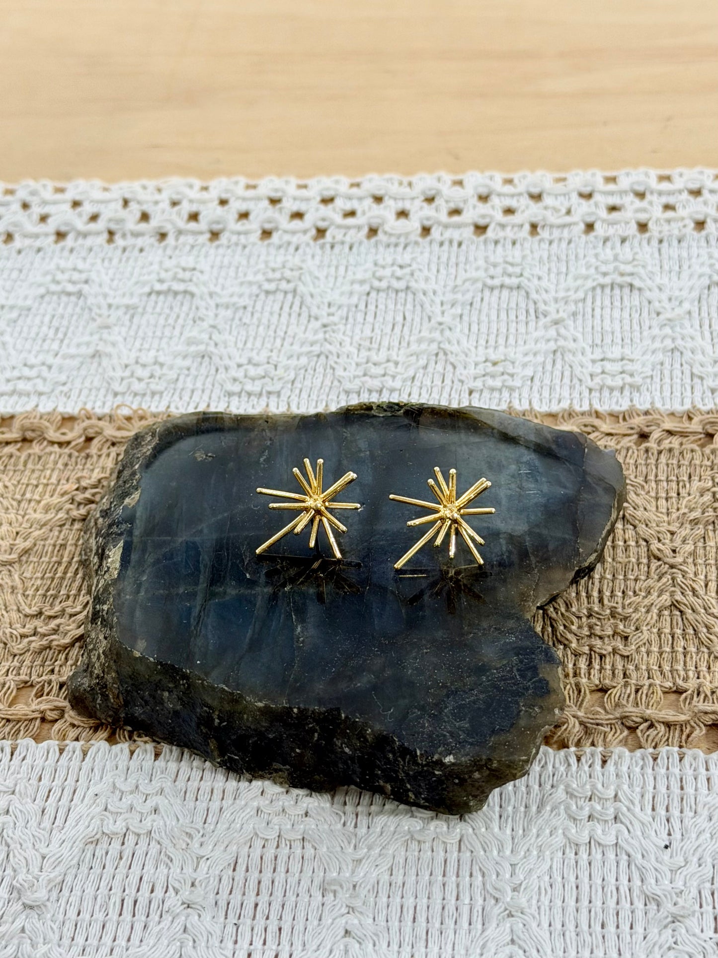 Gold Starburst Stud Earrings