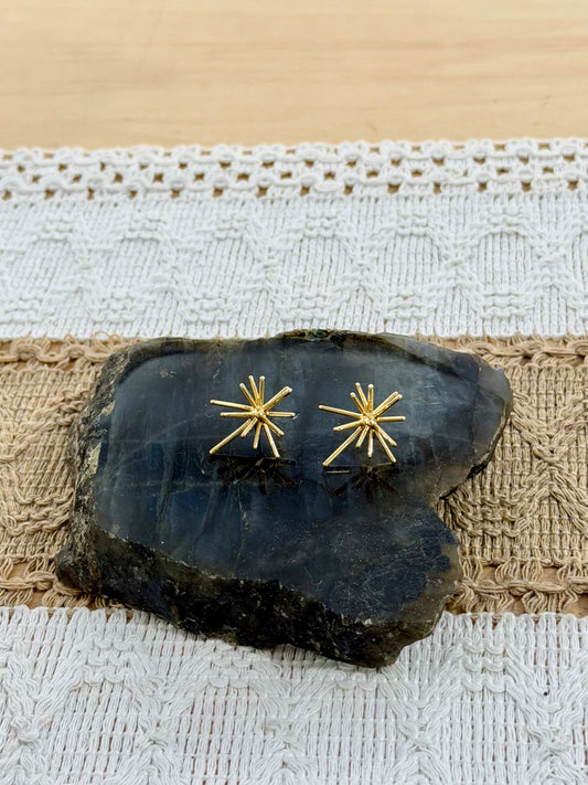 Gold Starburst Stud Earrings