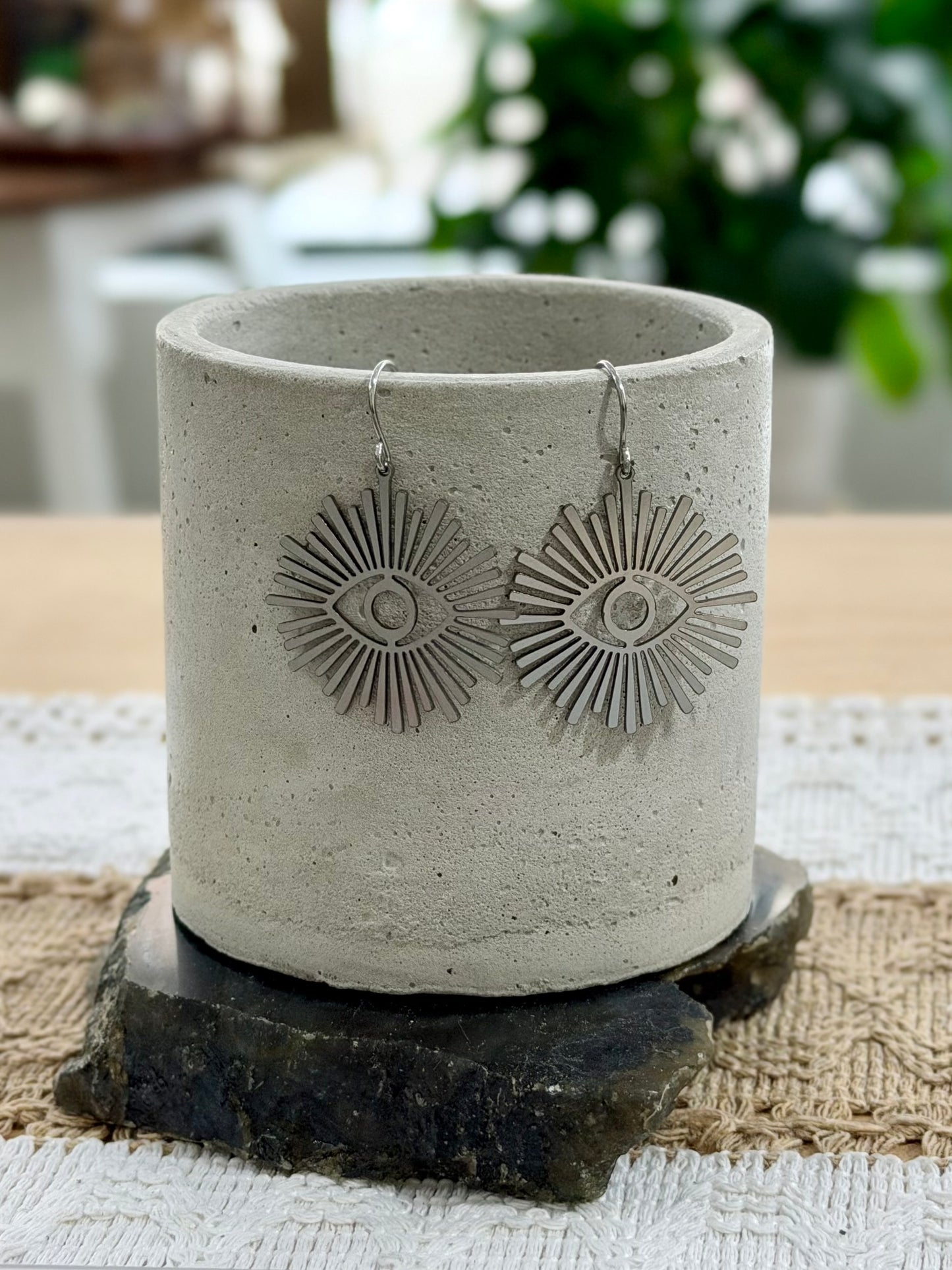 Silver Evil Eye Earrings