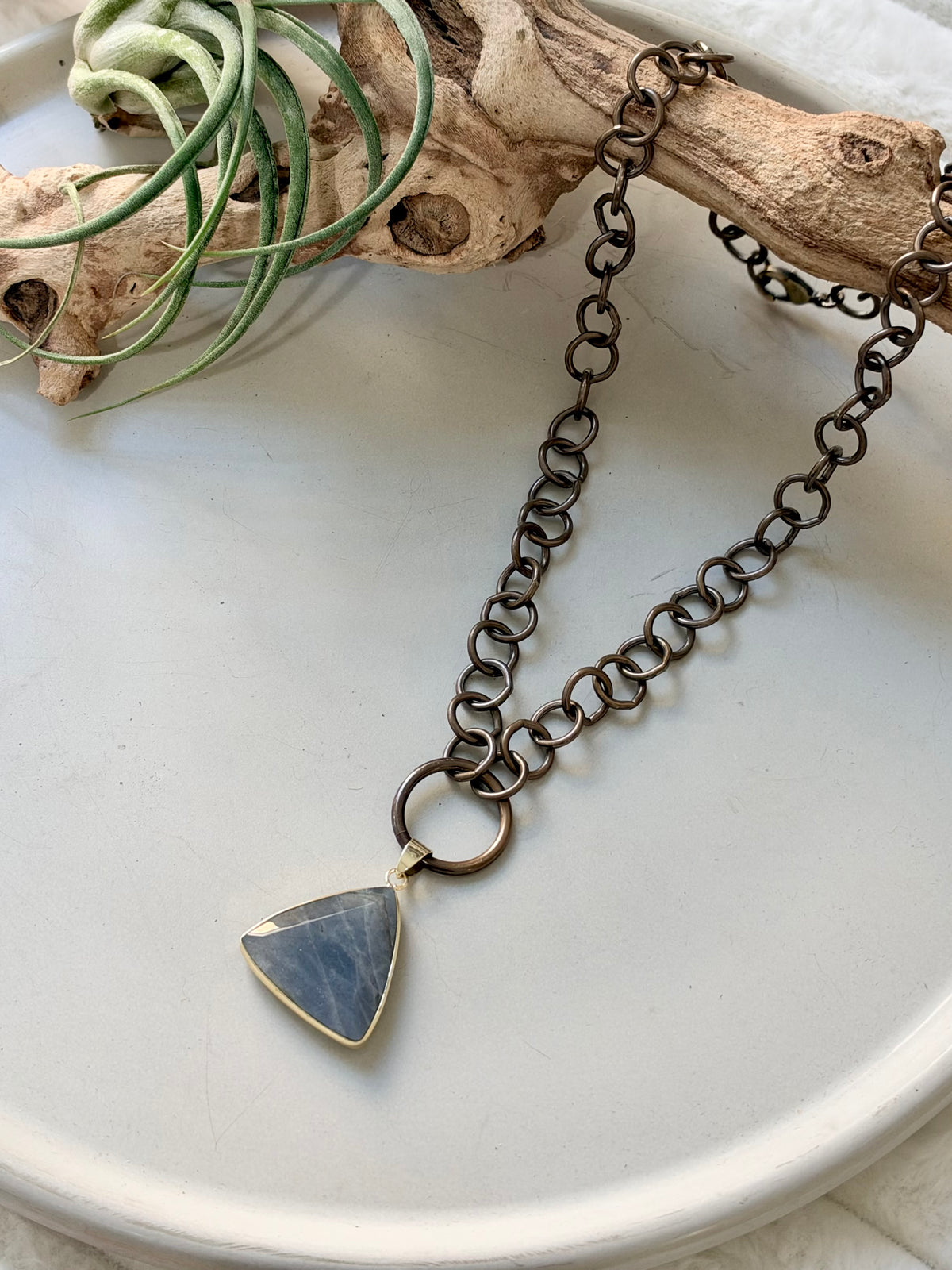 Labradorite + Antique Brass Necklace