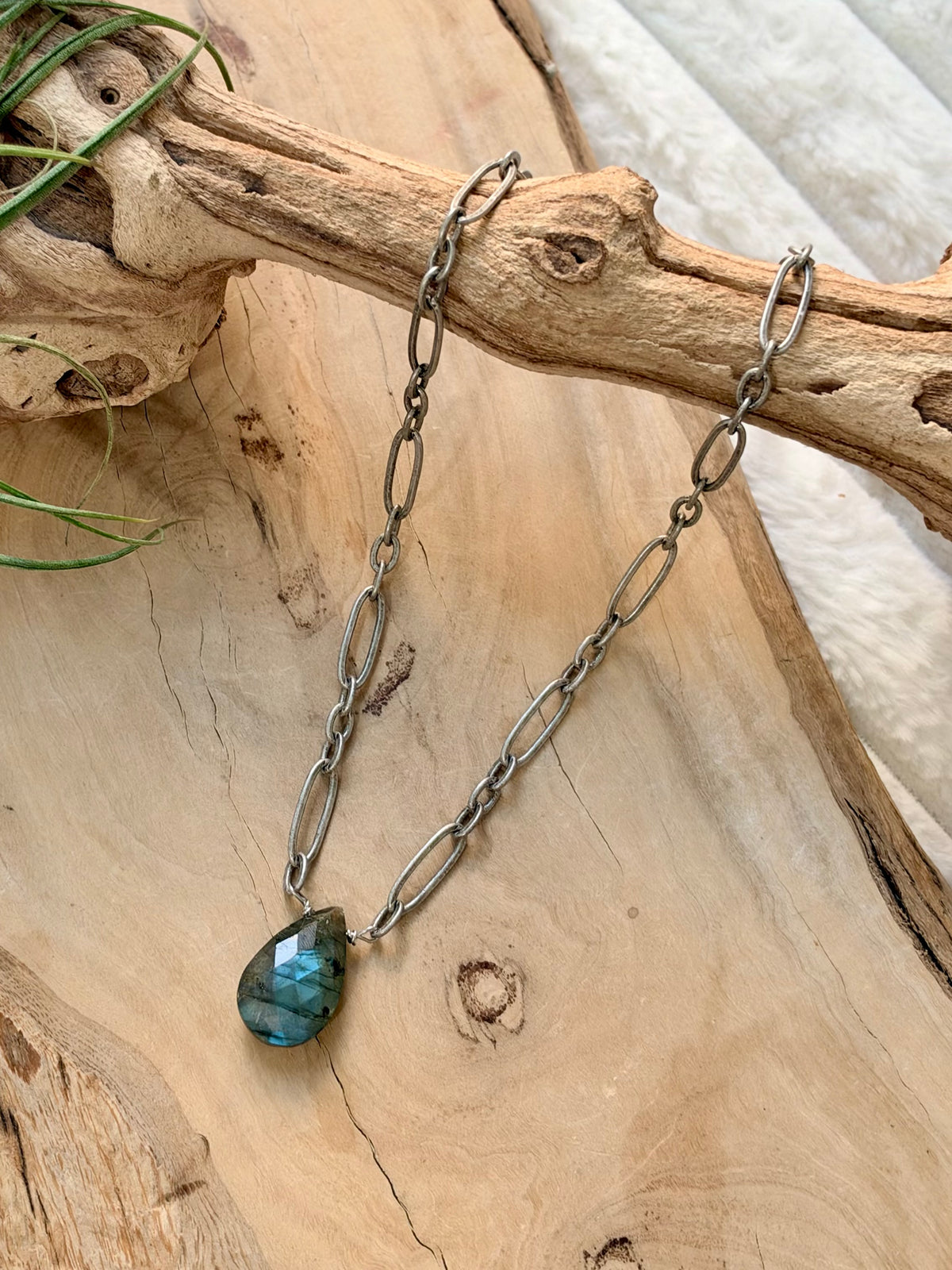 Labradorite + Antique Silver Necklace