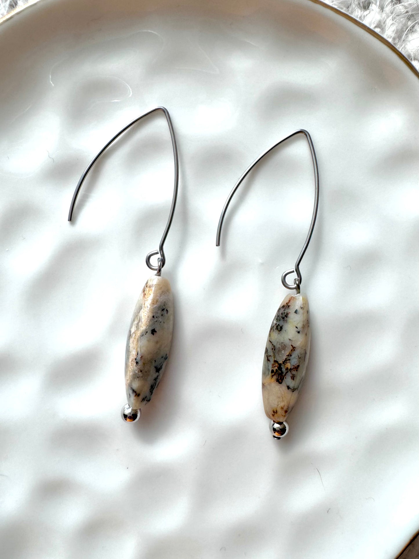 African Opal + Gold Earrings