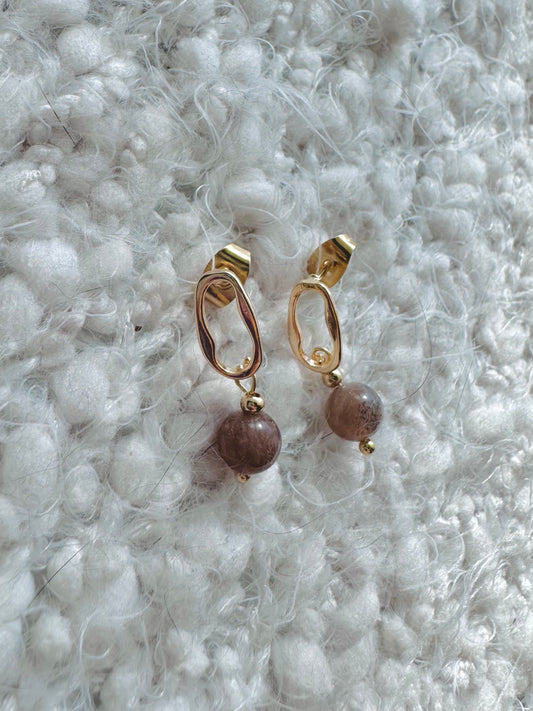 Moonstone + Gold Post Earrings