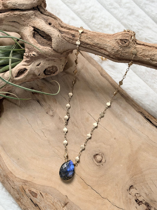 Labradorite + Matte Gold Necklace