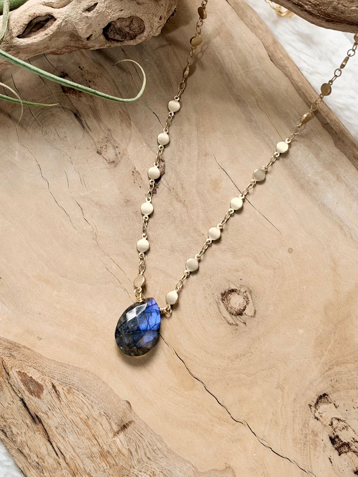 Labradorite + Matte Gold Necklace