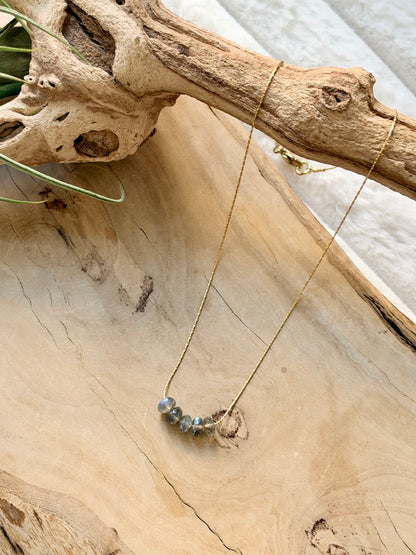 Labradorite + Gold Floating Gem Necklace