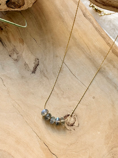 Labradorite + Gold Floating Gem Necklace