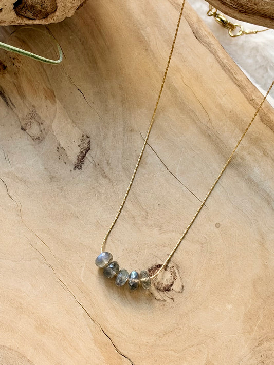 Labradorite + Gold Floating Gem Necklace