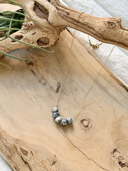 Mystic Dendritic Opal + Gold Floating Gem Necklace