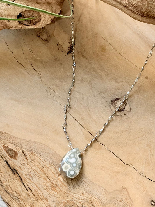 Ocean Jasper + Silver Necklace