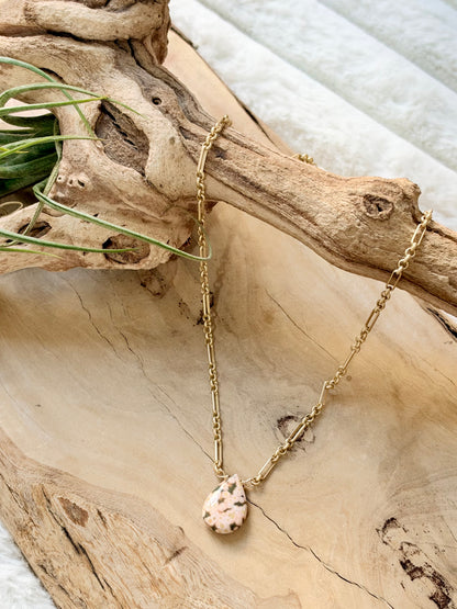 Ocean Jasper + Matte Gold Necklace