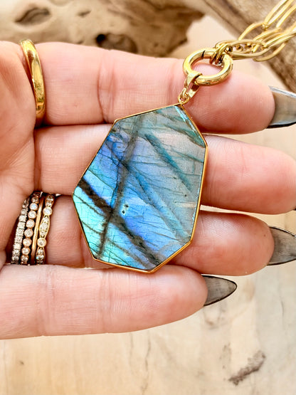 Labradorite + Gold Double Chain Necklace