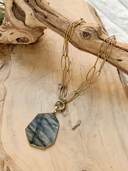 Labradorite + Gold Double Chain Necklace