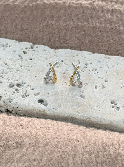 Mixed Metal Crossover Earrings