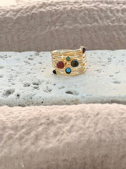 Gold Multi-Color Gemstone Ring