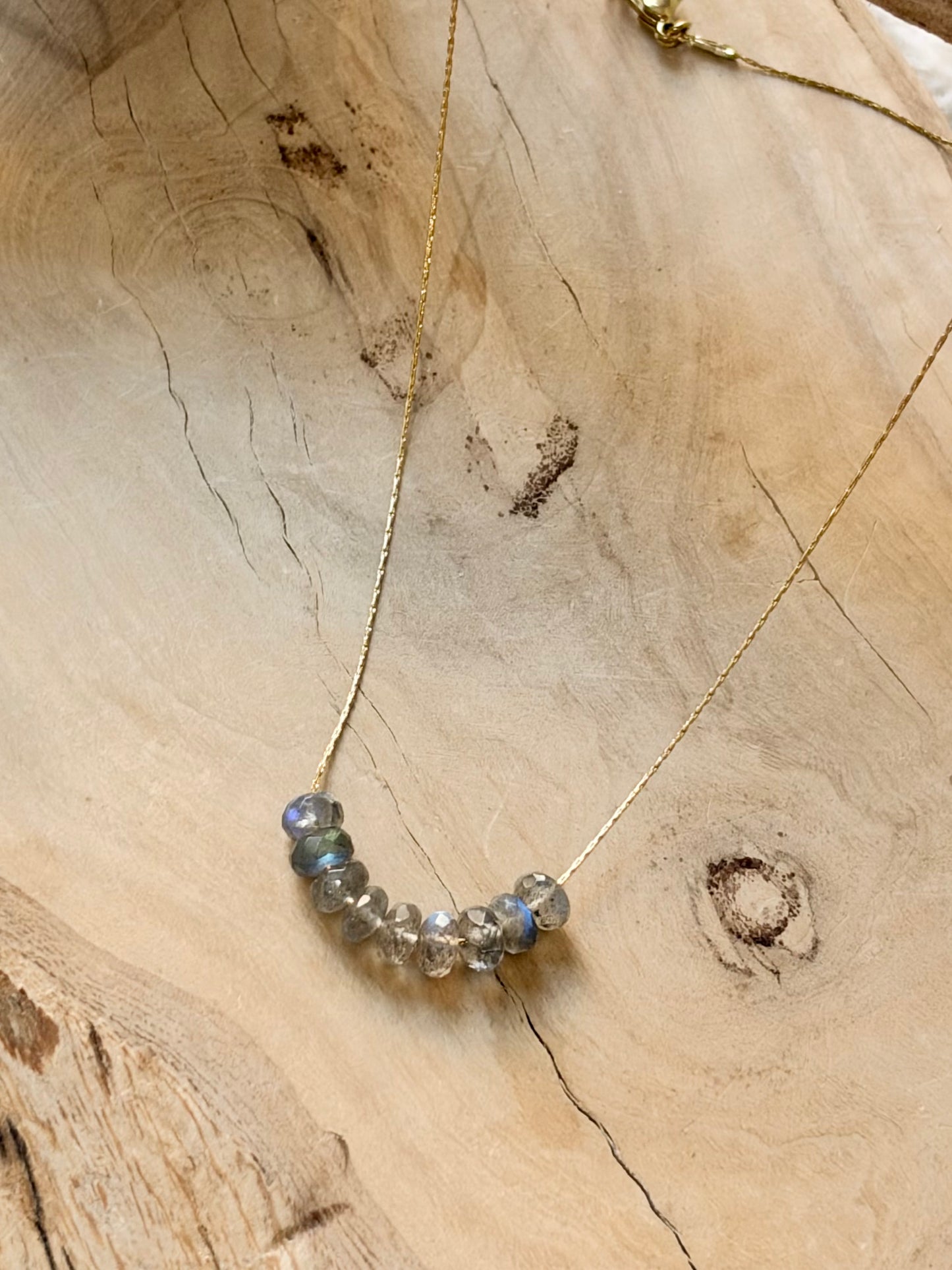 Labradorite + Gold Floating Gem Necklace