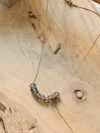 Labradorite + Gold Floating Gem Necklace