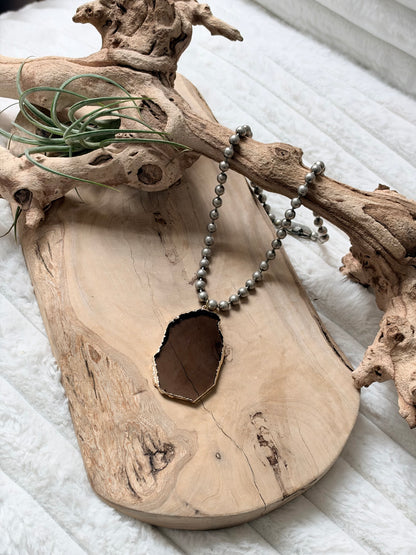 Smoky Quartz + Antique Silver Necklace