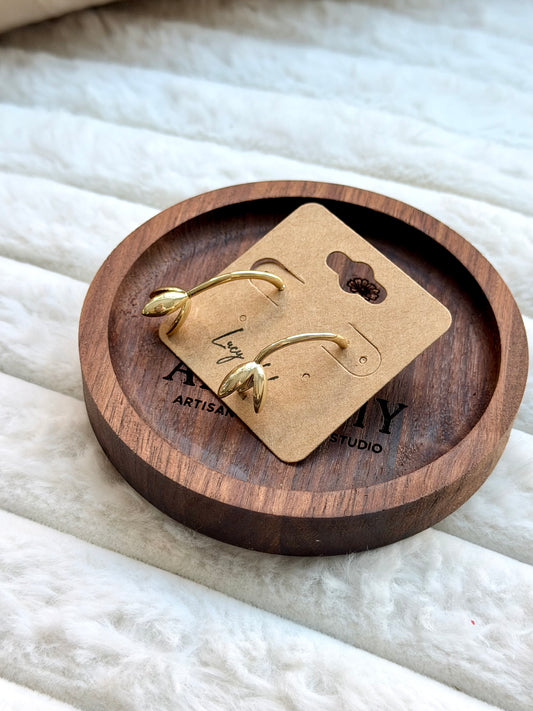 Gold Filled Flower Tulip Drop Stud Earrings