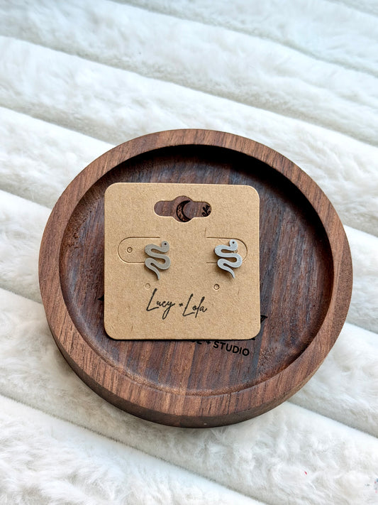 Silver Snake Stud Earrings