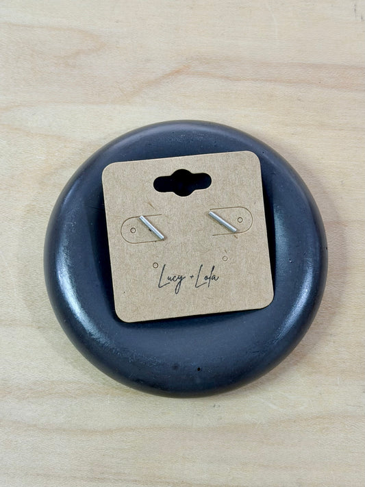 Matte Silver Bar Mini Stud Earrings