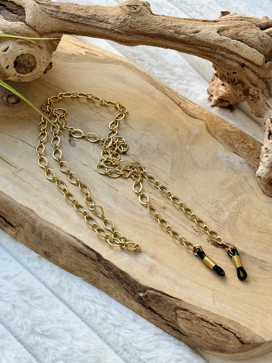 Textured Oval Gold Glasses Strap