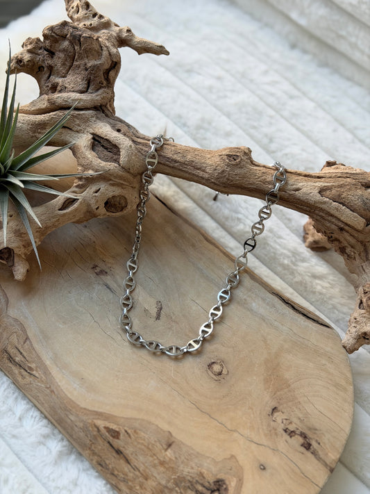 Silver Stainless Steel Mariner Chain Necklace