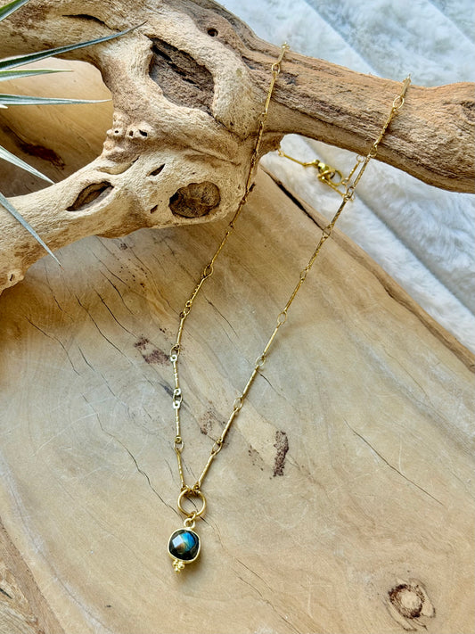Labradorite + Gold Stainless Steel Necklace