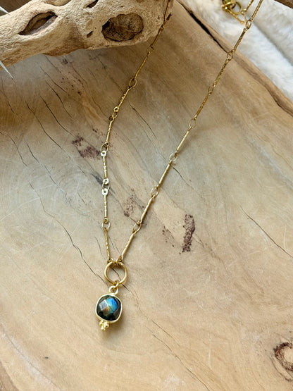 Labradorite + Gold Stainless Steel Necklace