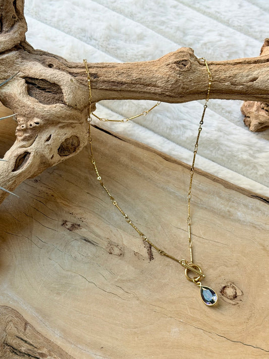 Mystic Topaz + Gold Stainless Toggle Necklace